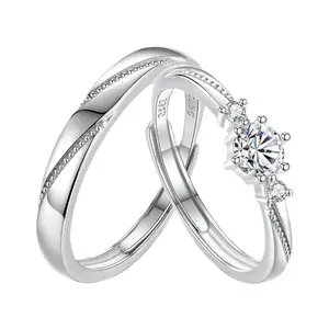 Jeulia Simple Round Cut Three Stone Sterling Silver Adjustable Ring