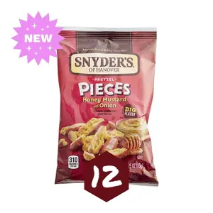 Snyder's of Hanover Honey Mustard & Onion Pretzel Pieces, 2.25 oz, Pack of 12 - Bold Flavor, Crunchy Snack Crispy Bite Savory