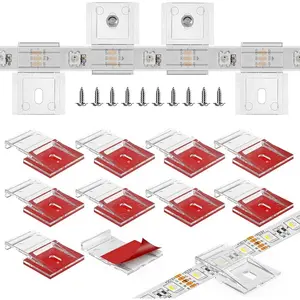 transparent Strip Light Clips,Self Adhesive with Screws Mounting Holder,50Pcs LED  Fixing Clips And Screws For 0.47in/12mm Width IP30/65/ip67 2-6PIN Strip Lights,Fairy String,LED String