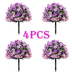 4-piece set of purple violet artificial floor trees with pink and purple combination, suitable for porches, balconies, and courtyards - holiday home decor, summer and autumn indoor and outdoor use for homes, hotels, gardens, offices, weddings