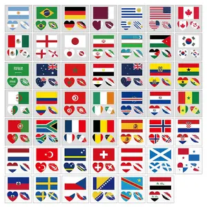2026 Soccer Season Match Day Fan Supplies Waterproof Temporary 48 Nations Flag Face Tattoos 10pcs Per Country Or 48pcs Mixed Party Stickers