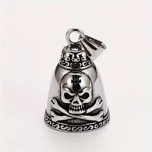 Fashion cross skull bell key chain men's motorcycle riding accessories, riding equipment, motorcycle accessories, skull design, personalized accessories, high-quality key chains, solid structure, bell key chains, cross key chains, explorers, men's fashion