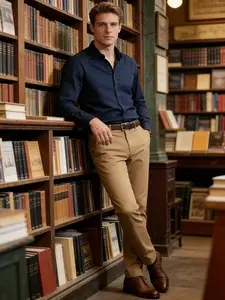 Men's Slim Fit Stretch Charcoal Grey Dress Pants | Office Casual Trouser