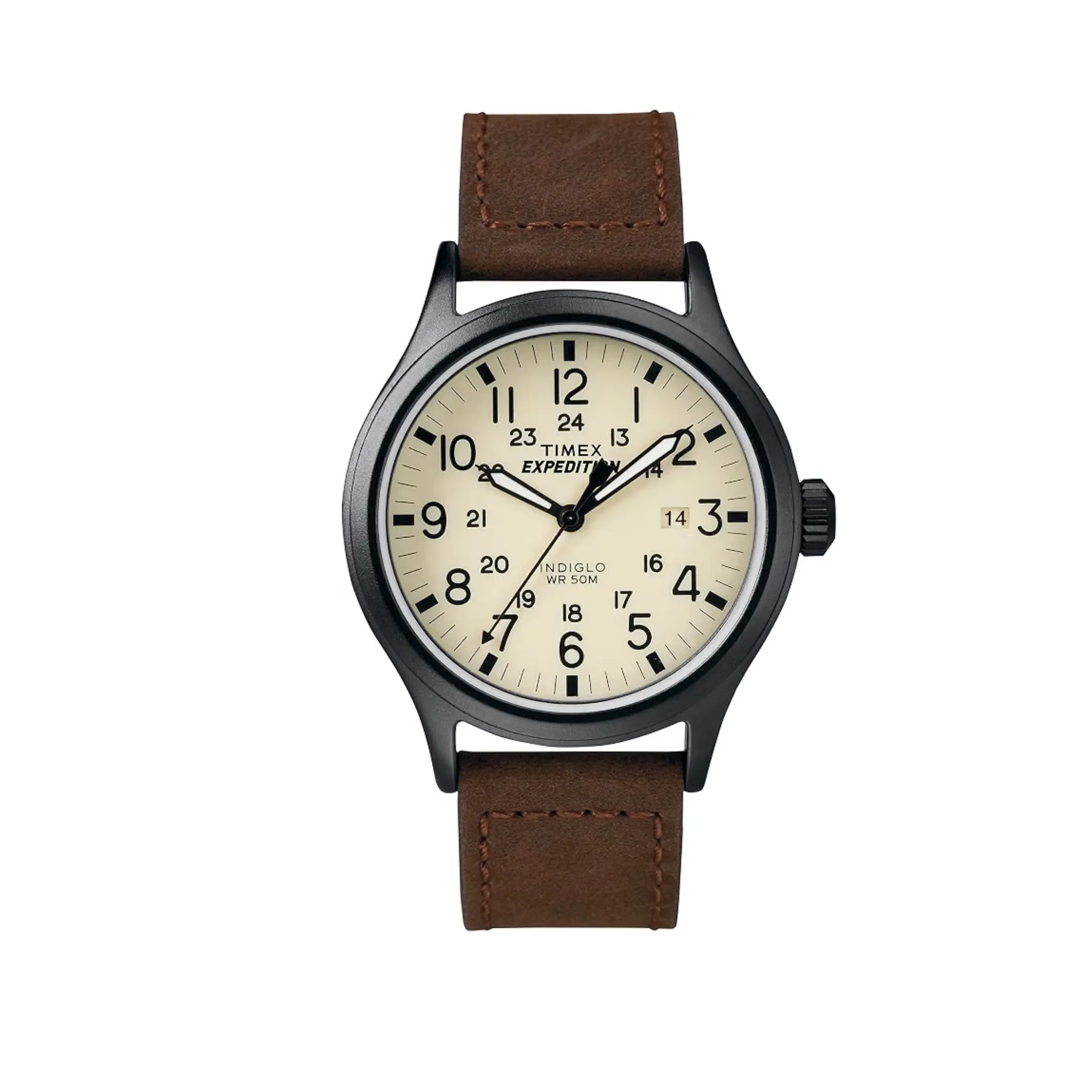 Timex Men's Expedition Scout Watch, 40mm, with Brown Leather Strap and Analog Display