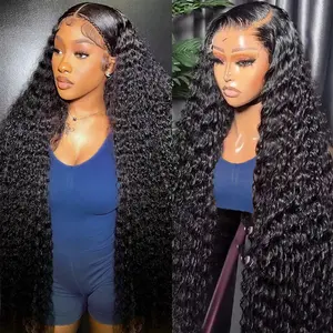 【Gulenme】Bling Hair Deep Wave Lace Frontal Wig Transparent 13x4 13x6 HD Lace Frontal Human Hair Wigs Curly Human Hair Lace Frontal Wigs For Women
