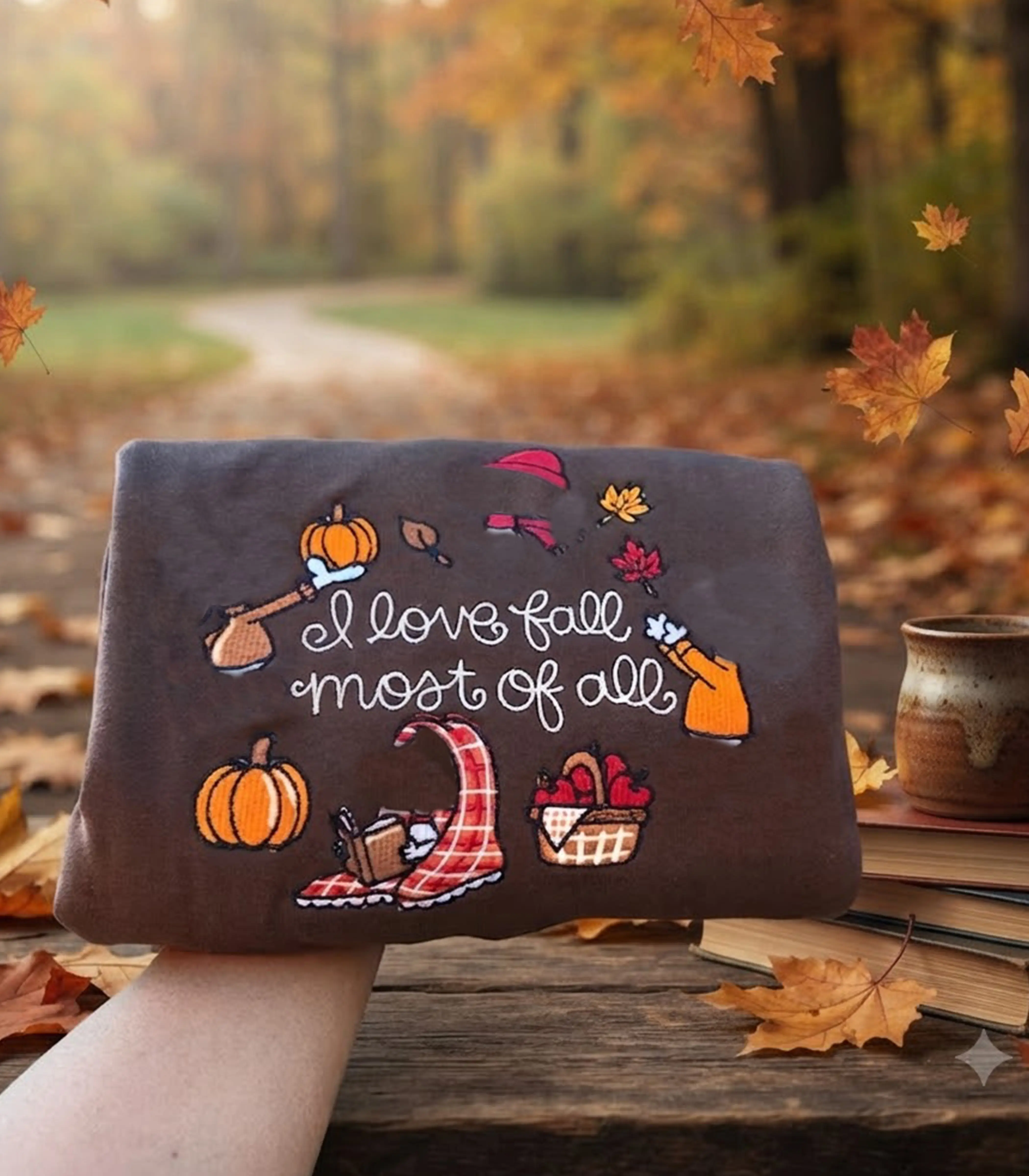 Embroidered Cute Dog Sweatshirt, Fall Dog Crewneck Sweatshirt, Pumpkin Embroidery Shirt, Cozy Autumn Sweatshirt, Halloween Gift