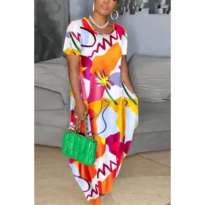 Casual Simplicity Print Basic Printing O Neck Printed Dress Dresses