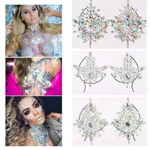 Acrylic nipple diamond stickers, chest diamond stickers, pentagram breast stickers, crystal tattoo stickers