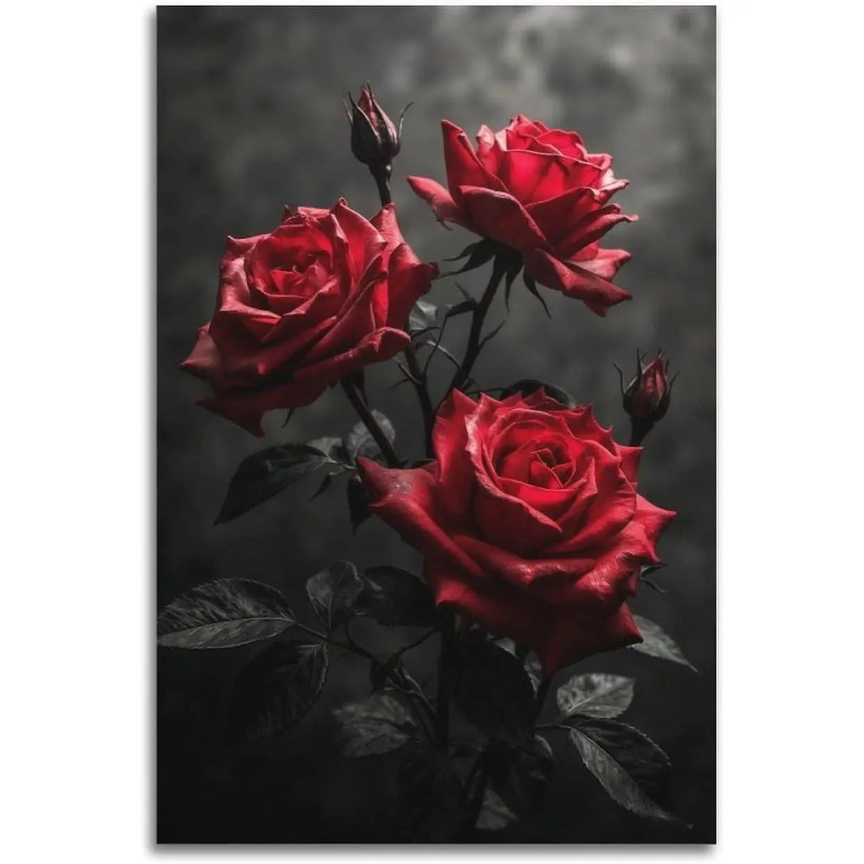 Red Rose Artistic Canvas Poster, Modern Home Decoration Photo, Bedroom Wall Art Print