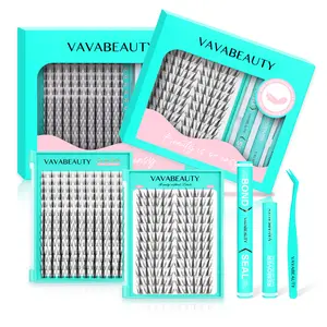 VAVABEAUTY  Fairy Anime Lash Clusters -Wet Look Waterproof Eyelash Extension Wispy Manga Kawaii Doll Lashes Feline lash look Medusa Lash  Invisible Band DIY Lash Clusters Kit