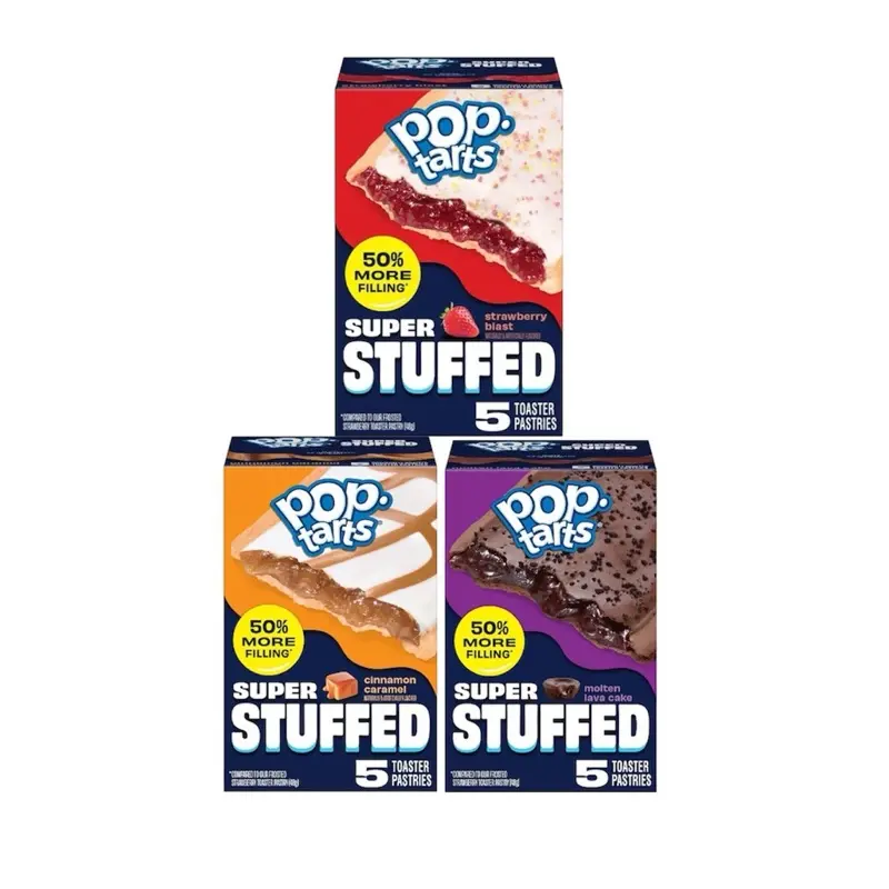 Pop-Tarts Super Stuffed Bundle Of 3 - Strawberry Blast, Cinnamon Caramel, & Molten Lava Cake - 50% More Filling