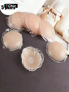 1/5 Pair Count Reusable Silicone Nipple Covers, Invisible Self-adhesive Anti-Convex Breast Patches, Waterproof And Sweatproof Design, Seamless Fit For Backless Dresses, Women's Underwear and Accessories, Perfect For Daily Wear & Office Use