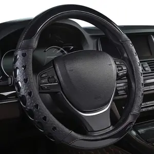 Premium PU Leather Steering Wheel Cover with Heart-Shaped Pattern | Anti-Slip Wear-Resistant Universal Fit for All Cars, All Seasons | Sporty Style Interior Upgrade