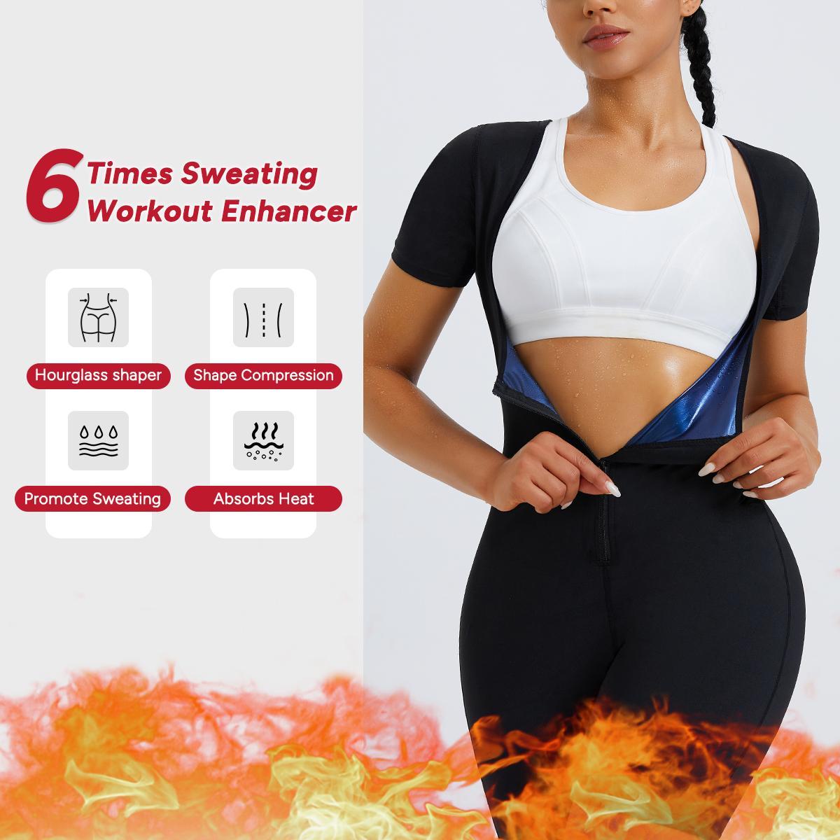 Nebility Women's Full Body Sauna Suit Long-Sleeved Jumpsuit with Waist Trainers for Sweating Profusely - Stylish Activewear & Sports Outfits Workout Gym Clothing Workout Apparel