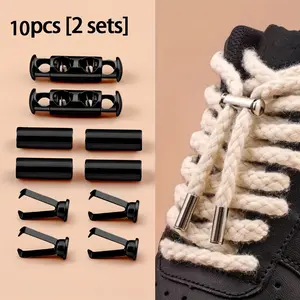 10pcs Spring Buckle Shoelace Lock, No Installation Button Pull Cord, Adjustable Metal Clip, Durable, Easy to Use, for Shoes, Hoodies, Pants, Cables