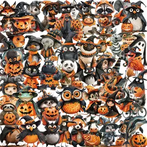 50-piece PET Clear Halloween Stickers for DIY Gifts/Phone Case/Cellphone/Luggage - Waterproof & Removable (Kids' Toy)