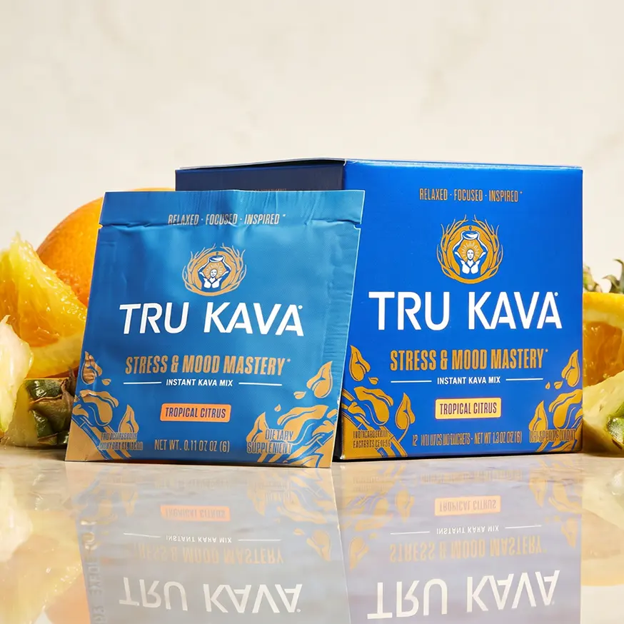 TRU KAVA Tropical Stress and Mood Sachets- 12 Servings