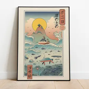 Studio Ghibli Art Print Spirited Away Poster, Ponyo Totoro Howls Moving Castle Posters Decor Photo