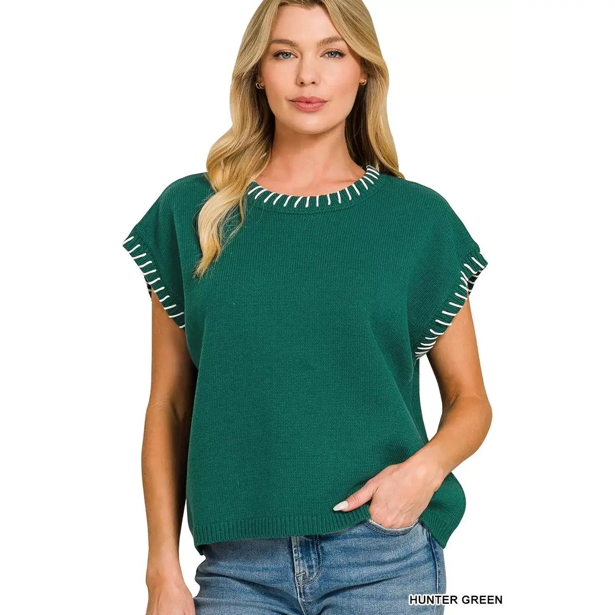 Zenana Stitch Detailed Oversize Sweater
