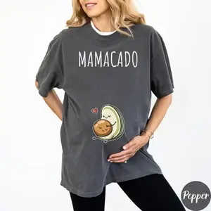 [Comfort Colors] Mamacado T-Shirt 🥑🤰✨ Cute Pregnancy Announcement Tee, Funny Avocado Mom To Be Graphic Shirt, New Mom Gift Design, Full Color Print, Top Womenswear, Top Menswear, Gift