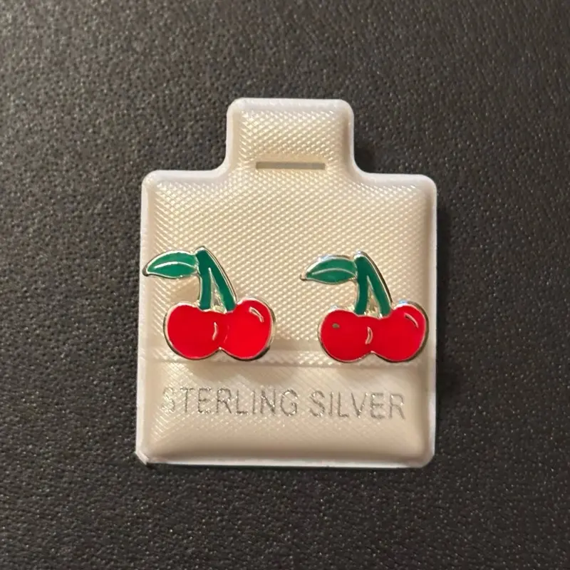 Sterling Silver 925 Cherry Stud Earrings for Girls