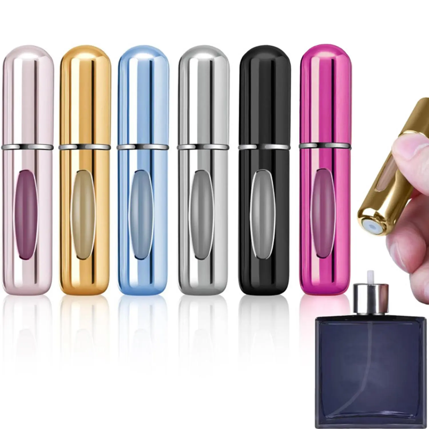 Portable Mini Perfume Travel Refillable Bottle, 6 Counts/set Travel Size Cologne Atomizer Dispenser, Pocket Purse Perfume on The Go Durable Container, Portable Perfume Bottles