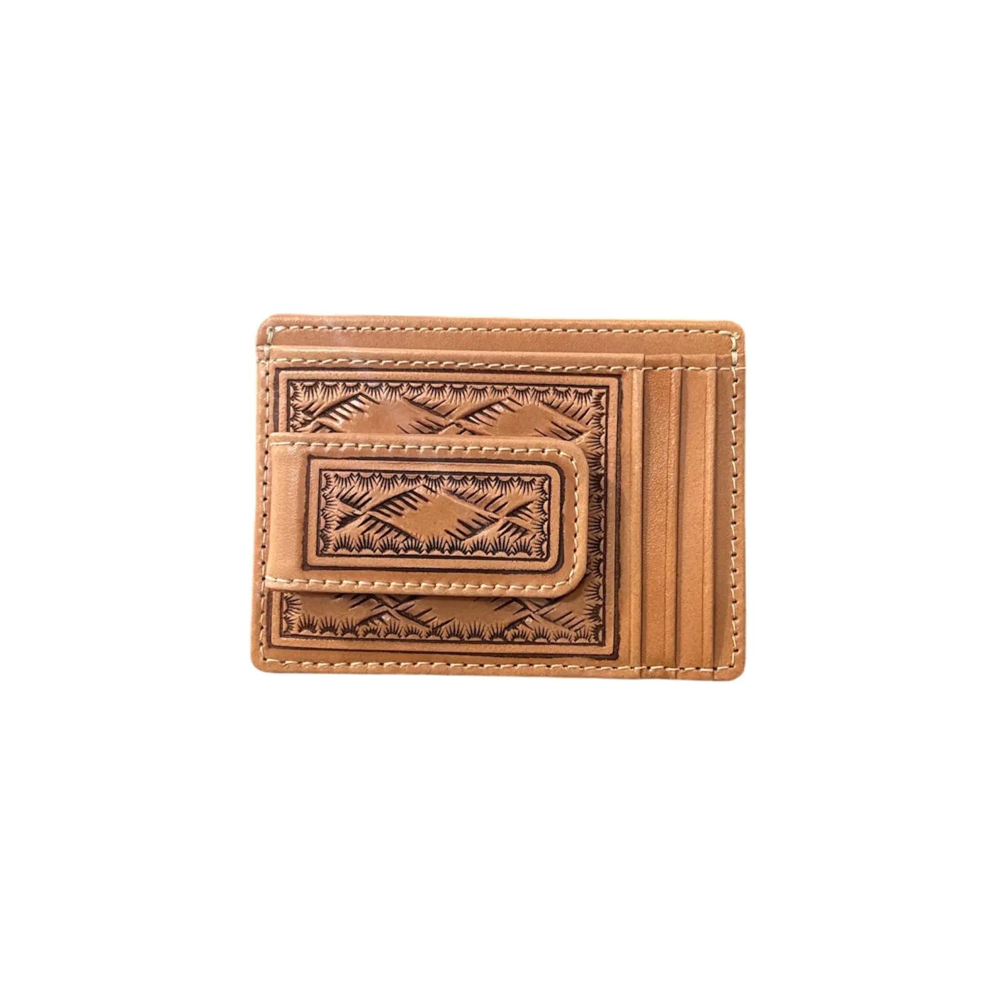 Nocona Leather Money Clip Wallet - Leather Card Holder, Cowboy, Detailed, Low-Profile Clip Wallet with Southwest Stamping for Men's Luggage & Bags, Clip Men's Wallets
