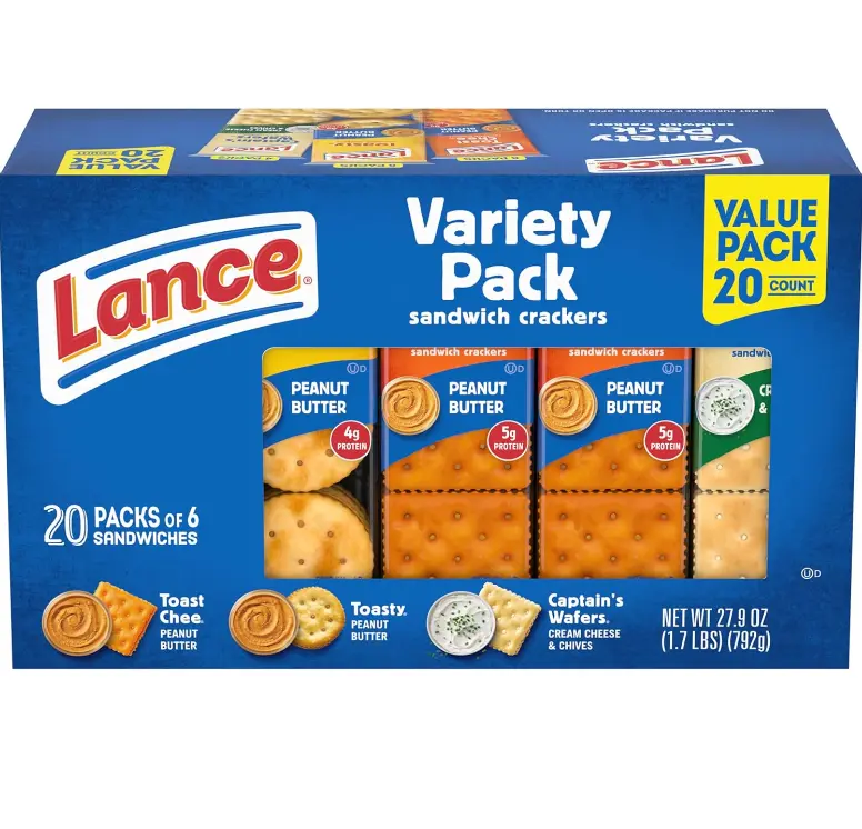 Lance Assorted Sandwich Crackers, 20 Count Variety Pack