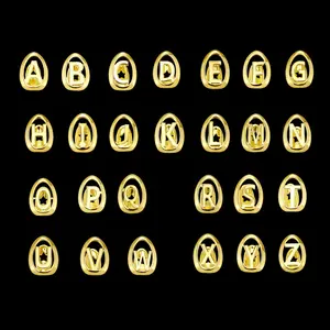 6 pcs False Tooth- 26-Letter Single Tooth Cap with Smooth Surface Electroplated Tooth Cap,  Decorative Accessory, Featuring Both Fashionable And Street Style Appeal. Suitable for Both Men And Women to Wear.
