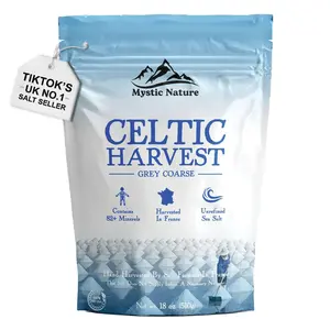 Mystic Nature Celtic Harvest - 1.1 LB | Rich in 82 Essential Minerals | Natural & Unrefined | Hand Harvested Grey Coarse Celtic Crystals from France