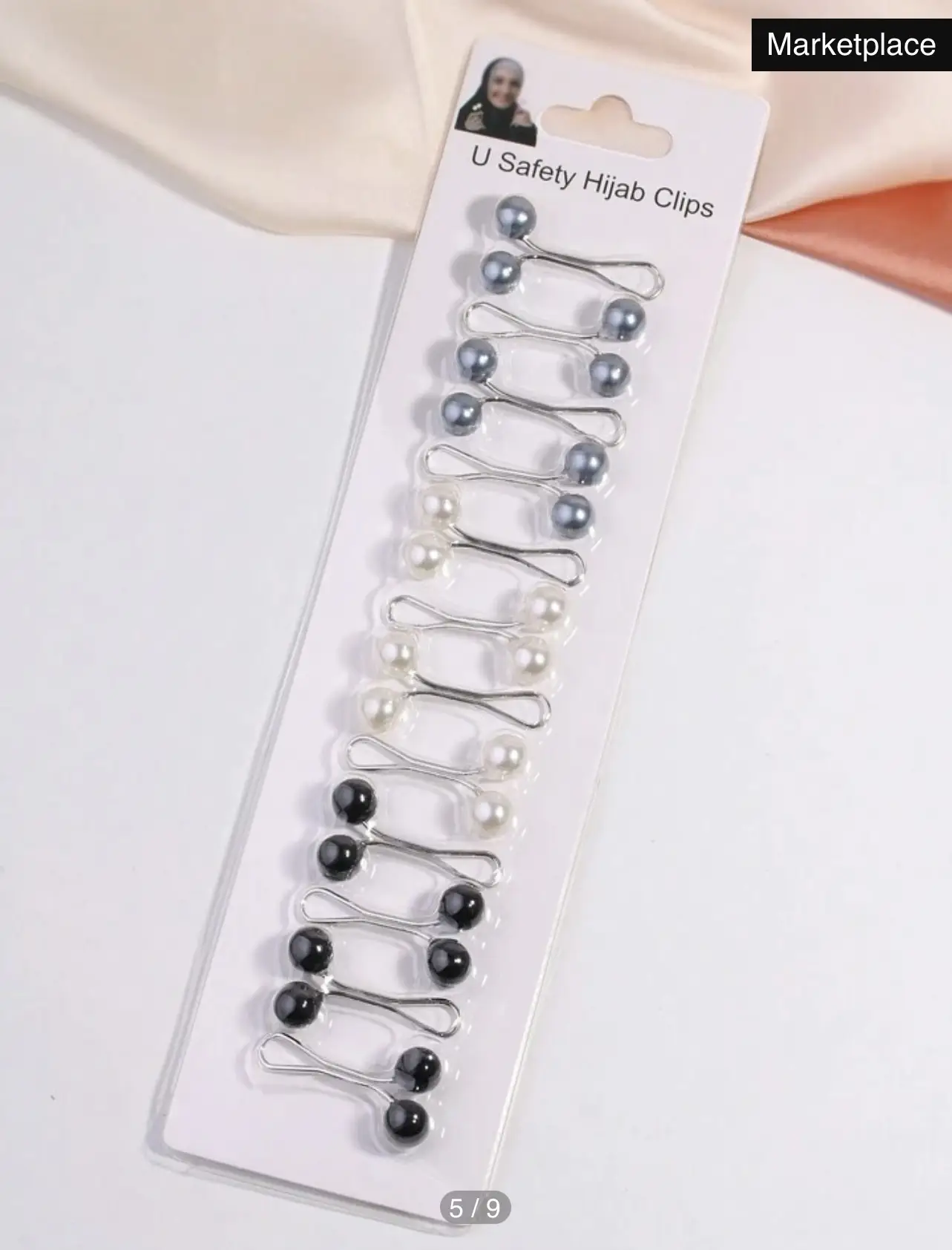 Hijab safety pins, safety pins, U-Shaped Headscarf Pins - 12pcs with Pearl Accents for Hijabs, Shawls & Scarves - High-Quality Accessories for Muslim