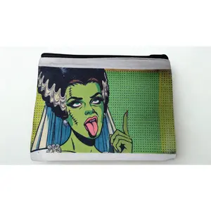 Bride of Frankenstein pop art makeup bag, stash bag, horror themed bag, Halloween themed bag