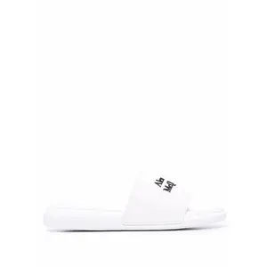 Alexander Mcqueen Men White Logo Pool Slides In Rubber