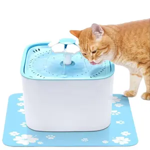 Pet Cat Dog Water Fountain Automatic Flower Drinking Dispenser with 2 Replacement Filters with 2 Water Flow Settings