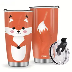 20oz Fox Lover Stainless Steel Tumbler – Vacuum Insulated Travel Mug with Lid, Cute Fox Water Bottle, Reusable Thermal Cup, Christmas Birthday Summer Gift for Girls Daughter Son