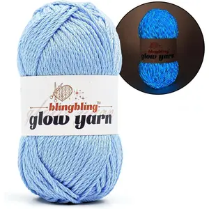 Glow in The Dark Yarn, Light DK #3 Yarn - 100 G/3.5 Oz, for Beginner's Yarns for Crochet and Knitting (Blue)