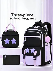 3pcs Set of Lightweight Backpacks with Star Design, Ideal for Teens, Fits 15-Inch Laptops, Perfect for Travel & Daily Use