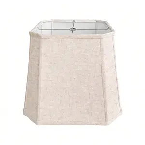 Natural Linen Square Cut Corner Lampshade, Handmade Oatmeal Color, Floor Lamp Table Lamp Suitable, Easy Assembly, 10x10"x13x13"x10.5"