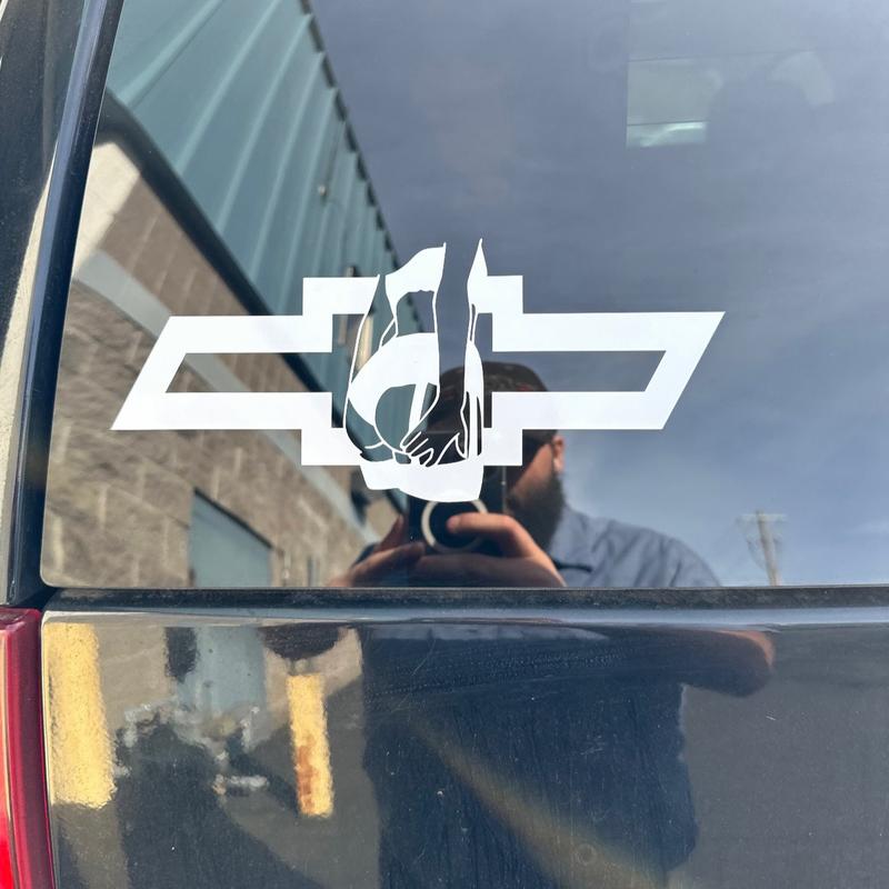 Chevy logo with girl decal - personalized car decal