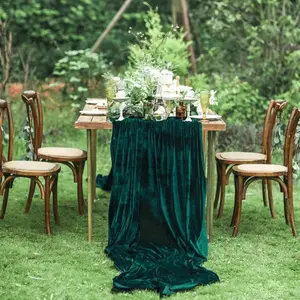 Solid 1-Piece 120x20in Rectangle Luxurious Velvet Table Runner, Soft Texture, Festive Home Decor for Wedding Receptions, Christmas Parties, One-Piece