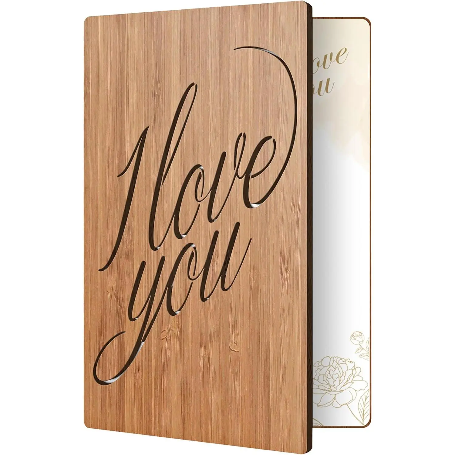 Heartspace Handmade Bamboo Love Cards - Elegant Love Cards for Her, Wife, and Adults, Perfect Valentine’s Gifts