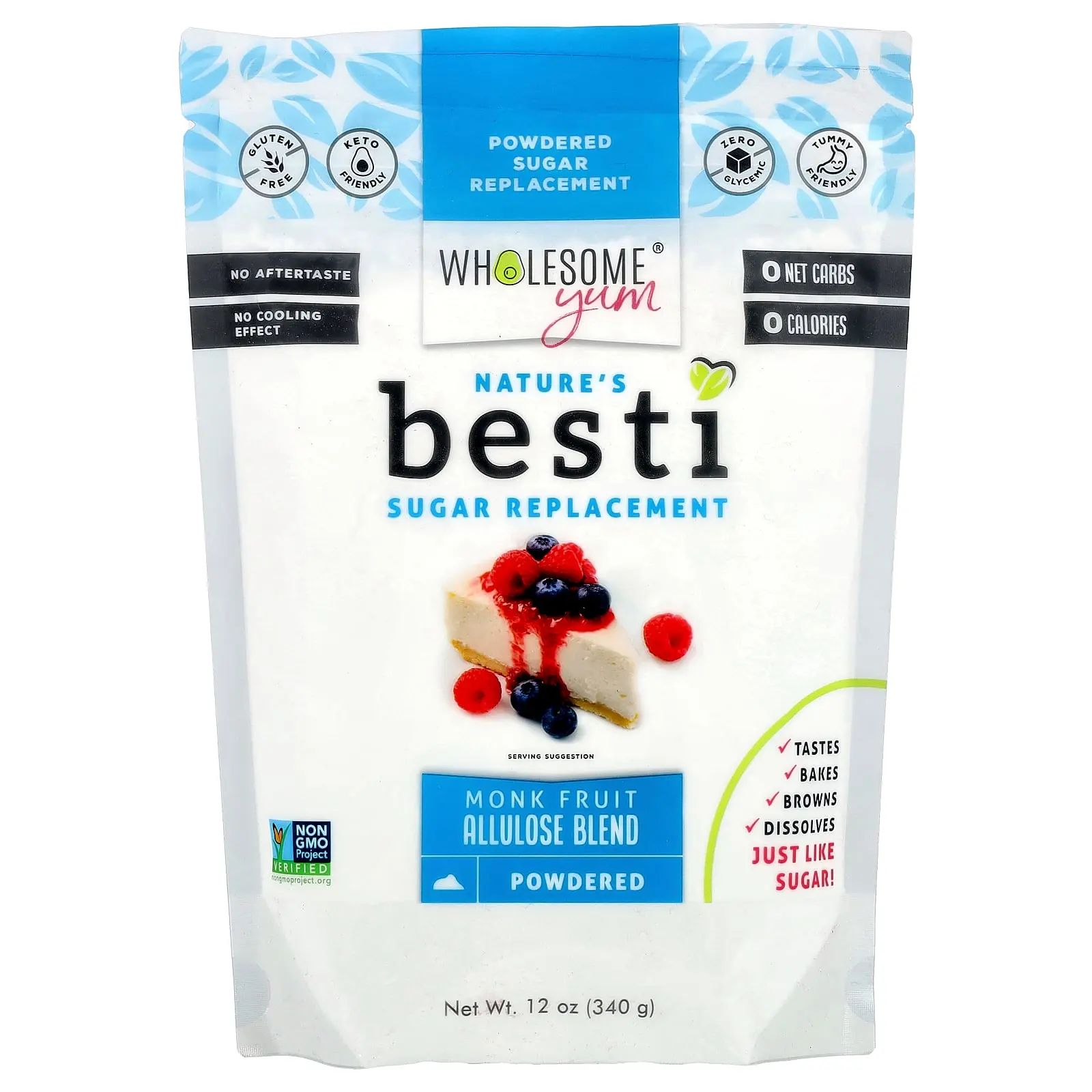 Wholesome Yum Besti, Powdered Sugar Replacement, Monk Fruit Allulose Blend, 12 oz (340 g)