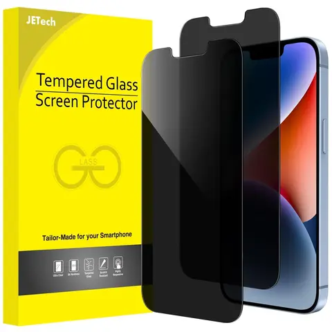 JETech Anti-Spy Tempered Glass Privacy Screen Protector for iPhone 17e/16e/14 (6.1-in Display) - 2-Piece Phone Accessories, Bubble-Free, Smooth Apply, Ultra-Thin, Dustproof, Fingerprint-Proof, Scratch Resistant