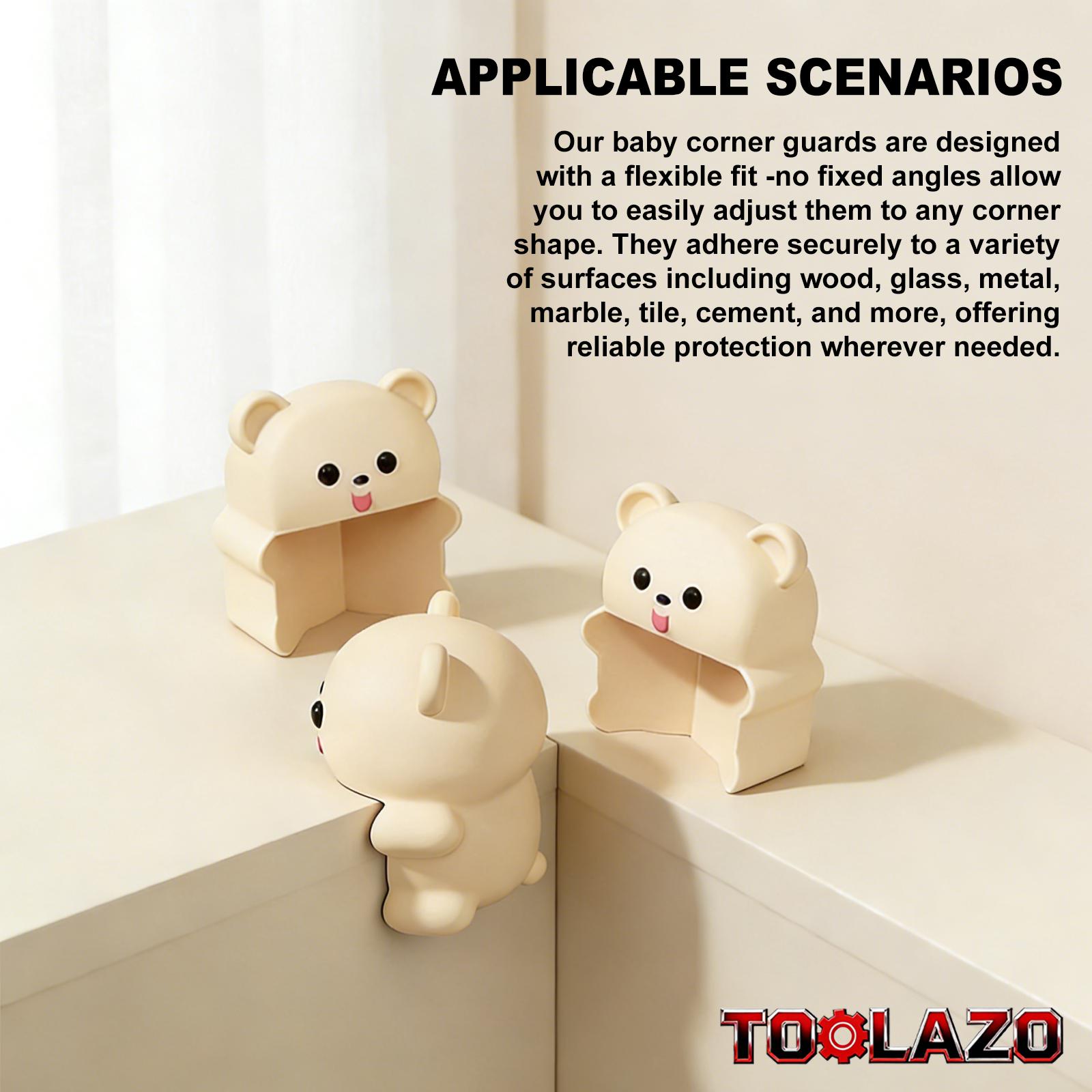 Bear-Shaped Baby Corner Protectors | Super-Thick PVC Cushions That Safeguard Little Ones from Sharp Furniture Edges | Perfect for Coffee Tables, Nightstands, Vanities & Sinks | Childproof Your Home with Cute Bear Style
