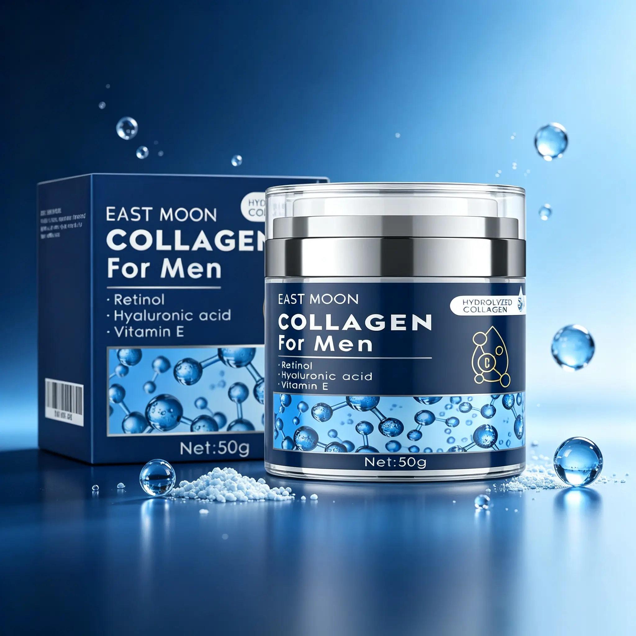 Men's Collagen Anti-Aging Face Cream 50g, Hyaluronic Acid Firming & Tightening Facial Moisturizer, Reduces Fine Lines & Wrinkles, Daily Skin Care, Ideal Father's Day Gift