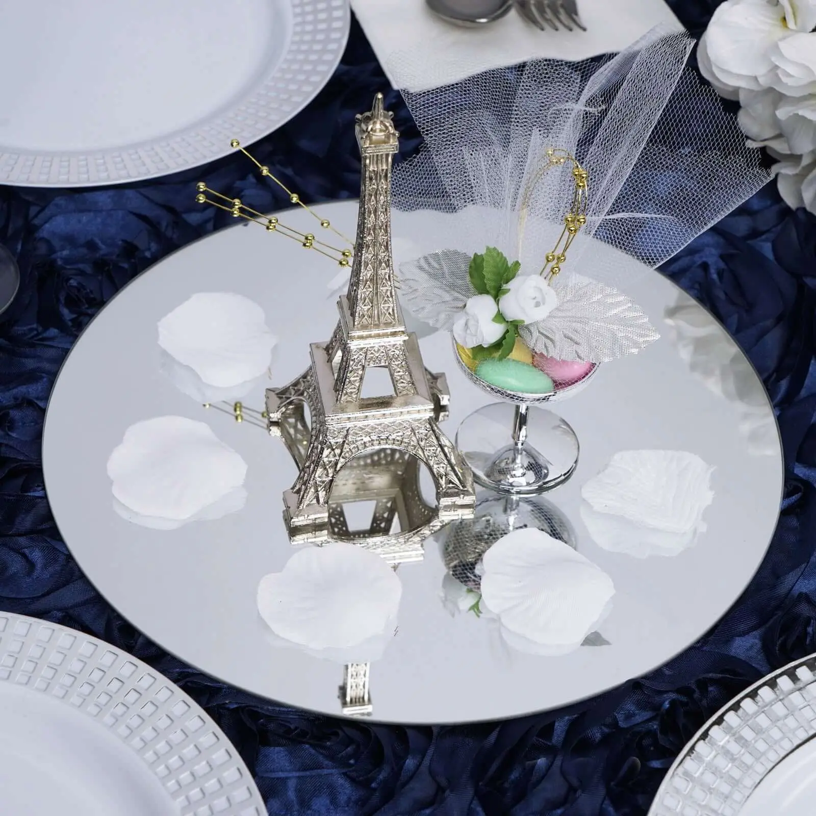 4-Pack Glass Mirror Table Centerpiece 12" Round Hanging Wall Decor - Reflective Event Decorations