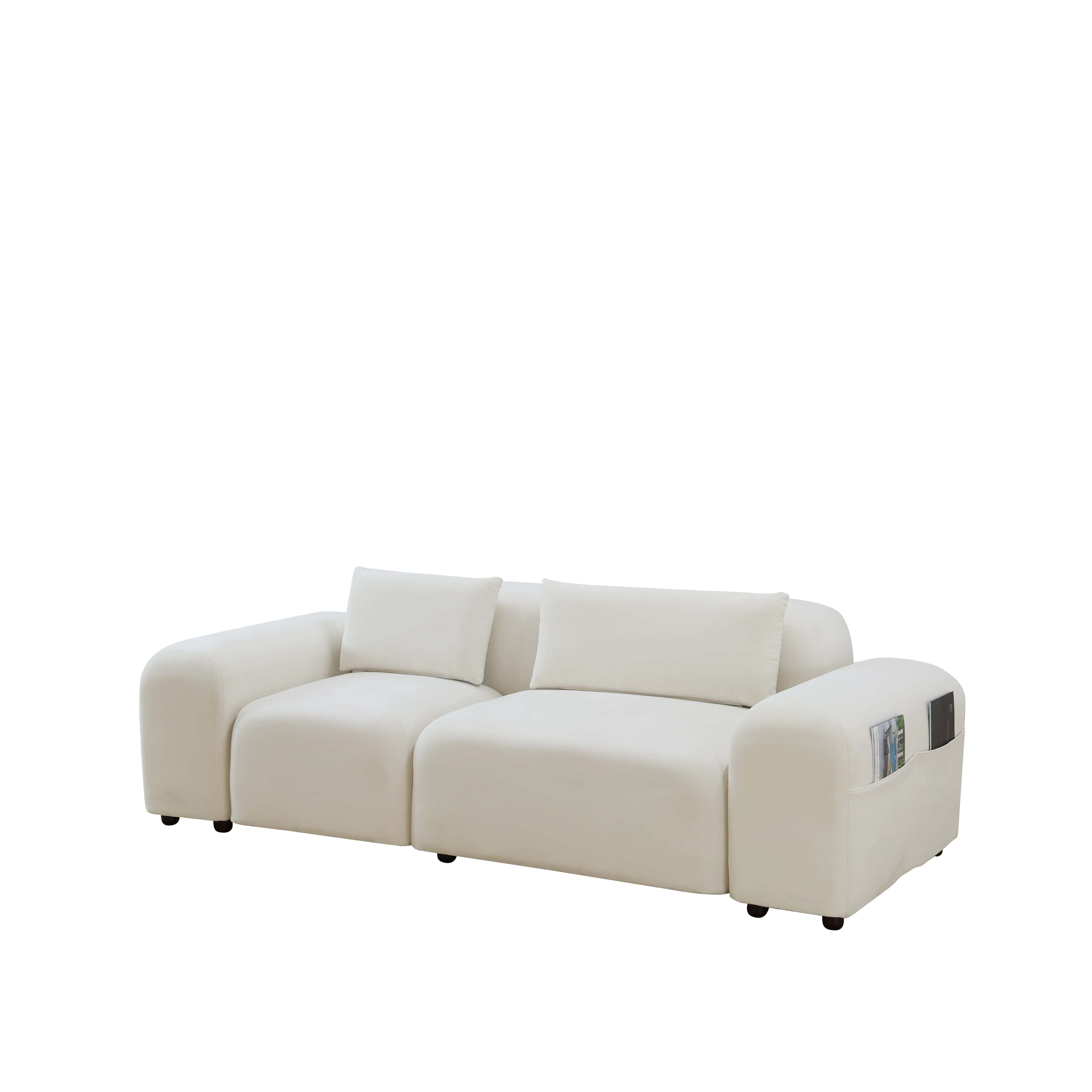 White Microfiber 2-Piece Living Room Sofa Set