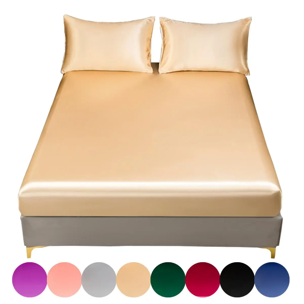 Solid Color Fitted Sheet & Pillowcase Set, 1 Count Fitted Sheet & 1/2 Counts Pillowcase(19.7x29.5in) without Filler, Soft Comfortable Bedding Set for