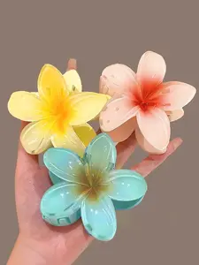 Summer 2024 Fashionable Flower Design Hair Claws (3pcs/set), Casual and Versatile Hair Accessories for Women & Girls, Minimalist Headwear Suitable for Thick Hair, Style Decor