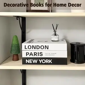 3 Piece Set Home Coffee Table Decor Books, Paper Replica Books, Modern Living Room Shelf Decor, Christmas Decoration